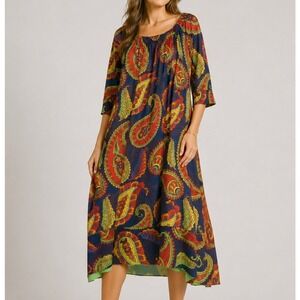 Chiara Boni La Petite Robe Blue Paisley Maxi Dress Size S Made in Italy
